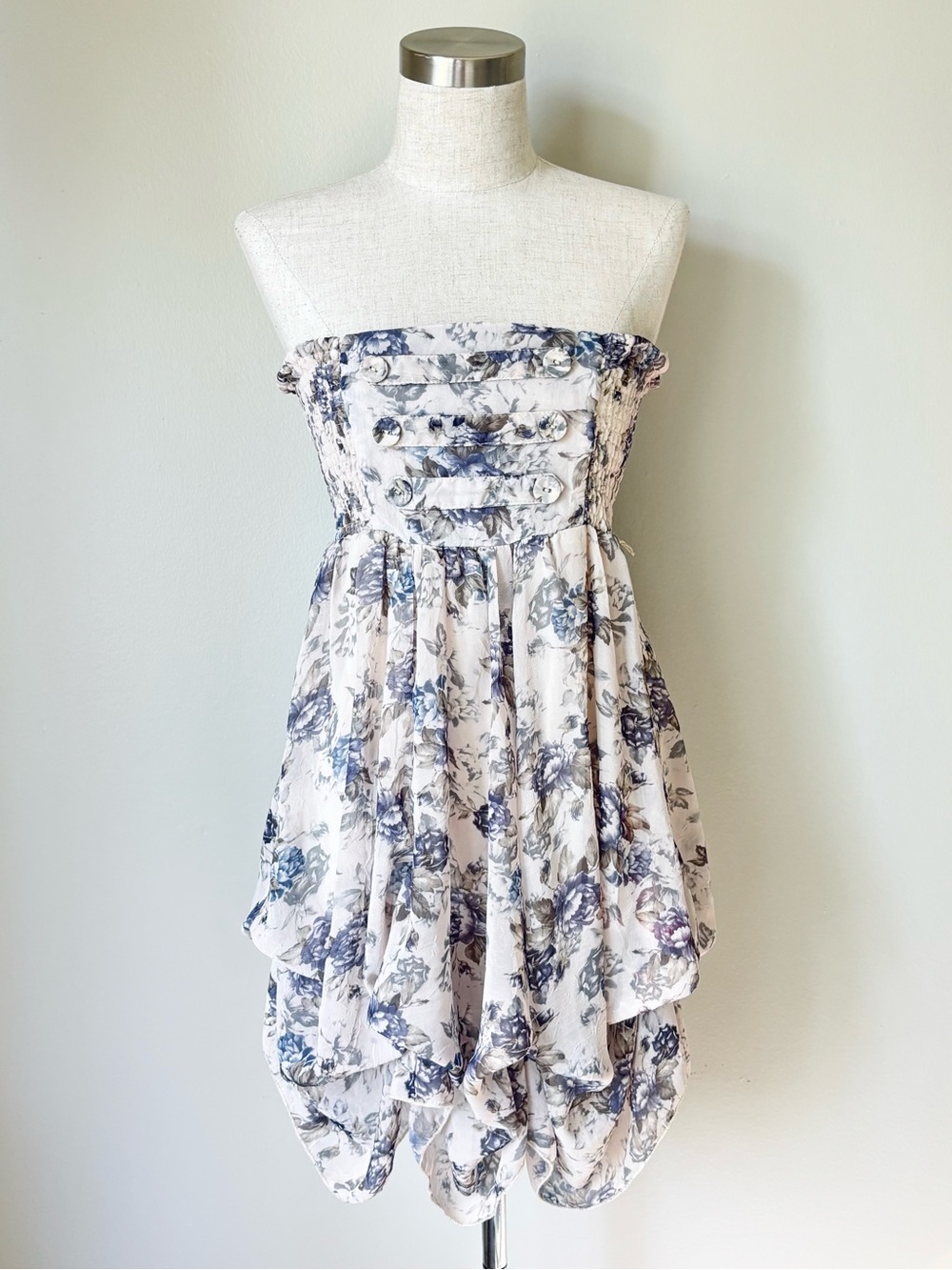 Ethereal Whimsical Soft Flowy Strapless Mini Dress